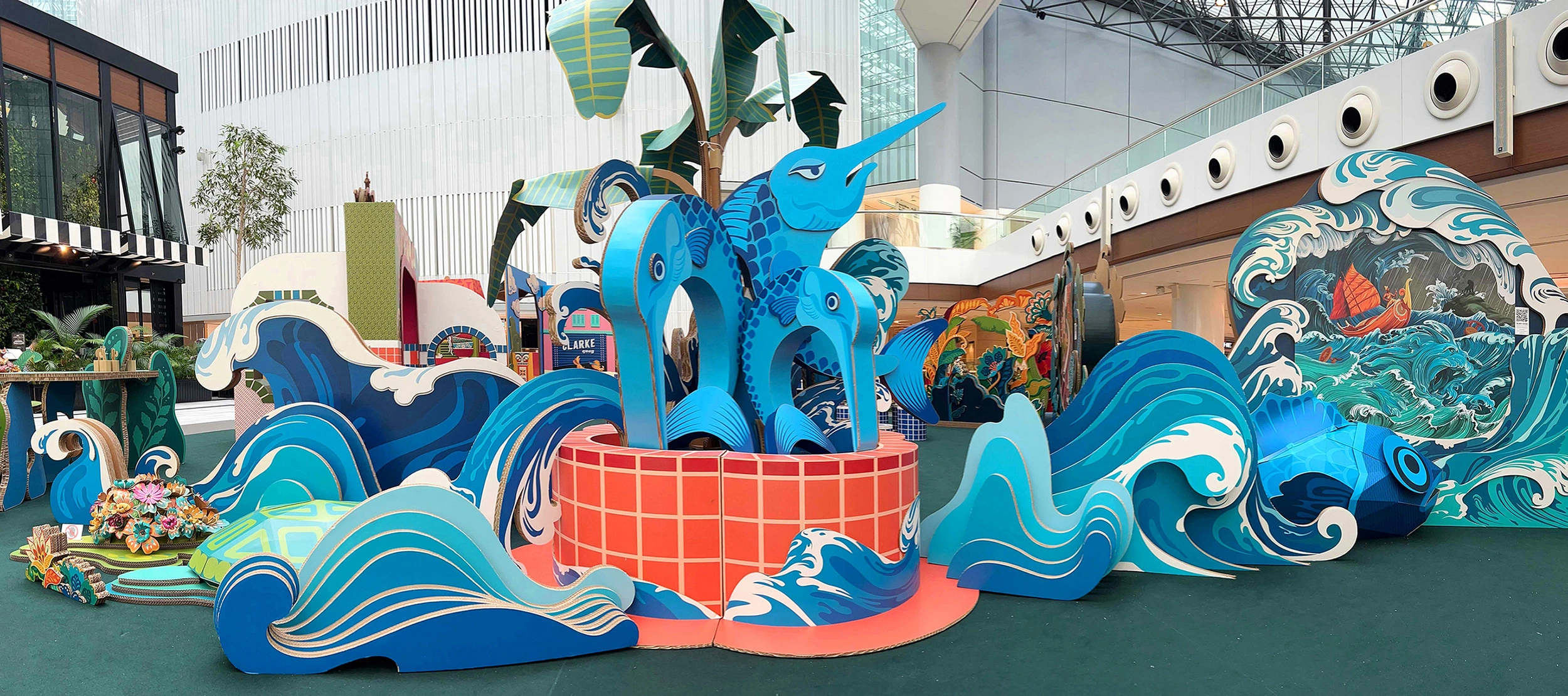 It Takes A Village at Raffles City Singapore in August 2024, a fountain of folktales. It Takes A Village at Raffles City Singapore in August 2024, a fountain of folktales.