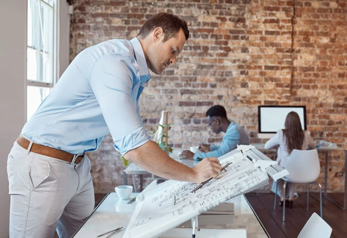 Architect working through more design reviews with internal A1 printing options