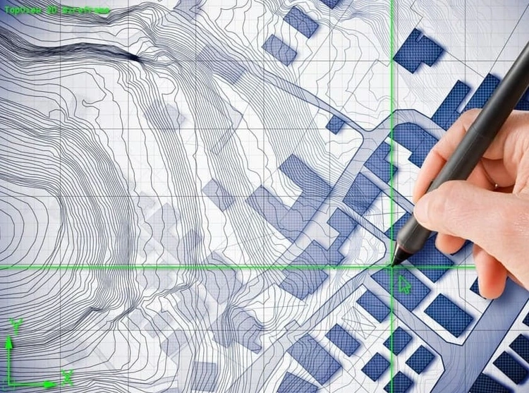AEC professional making notes on a topographical map