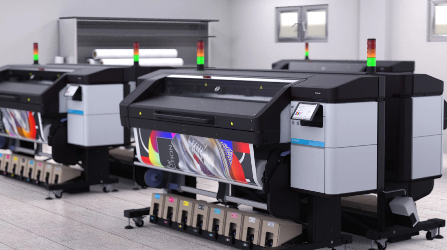 Commercial Printing Trends | 2 Large Format Printers on Table | HP Virtual Booth
