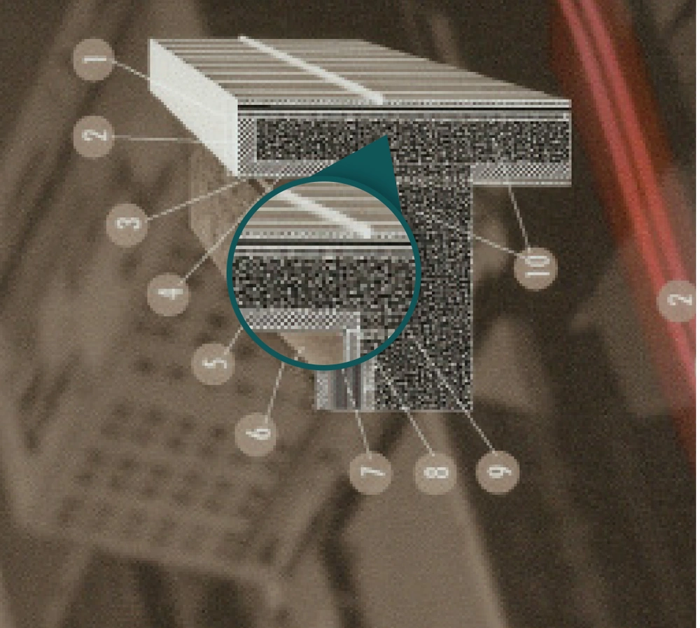 HP T650で印刷されたハッチングパターンの画像です。メンテナンスのインク使用量は少なく、高精度で、最大A0サイズまで印刷できます。